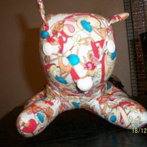 Ren & Stimpy Fabric Stuffed Toy Cat-Handmade